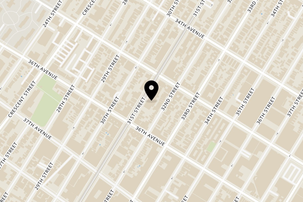 Map showing the location of Samossa Bites on 35-27 31st St in Long Island City